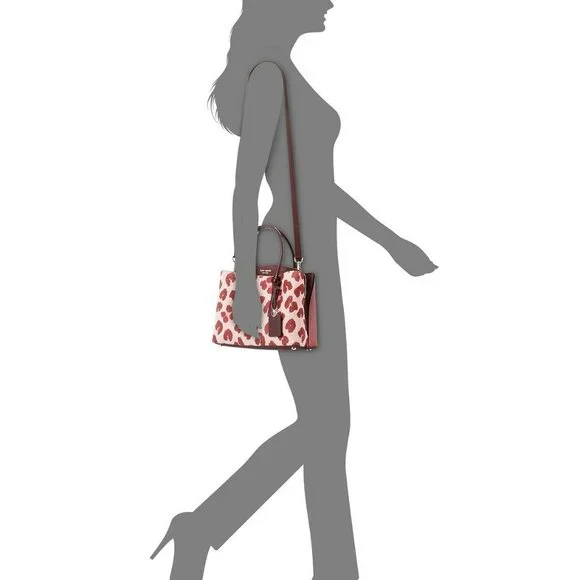 Kate Spade Margaux Haircalf Medium Satchel Animal Print/Pink NWT